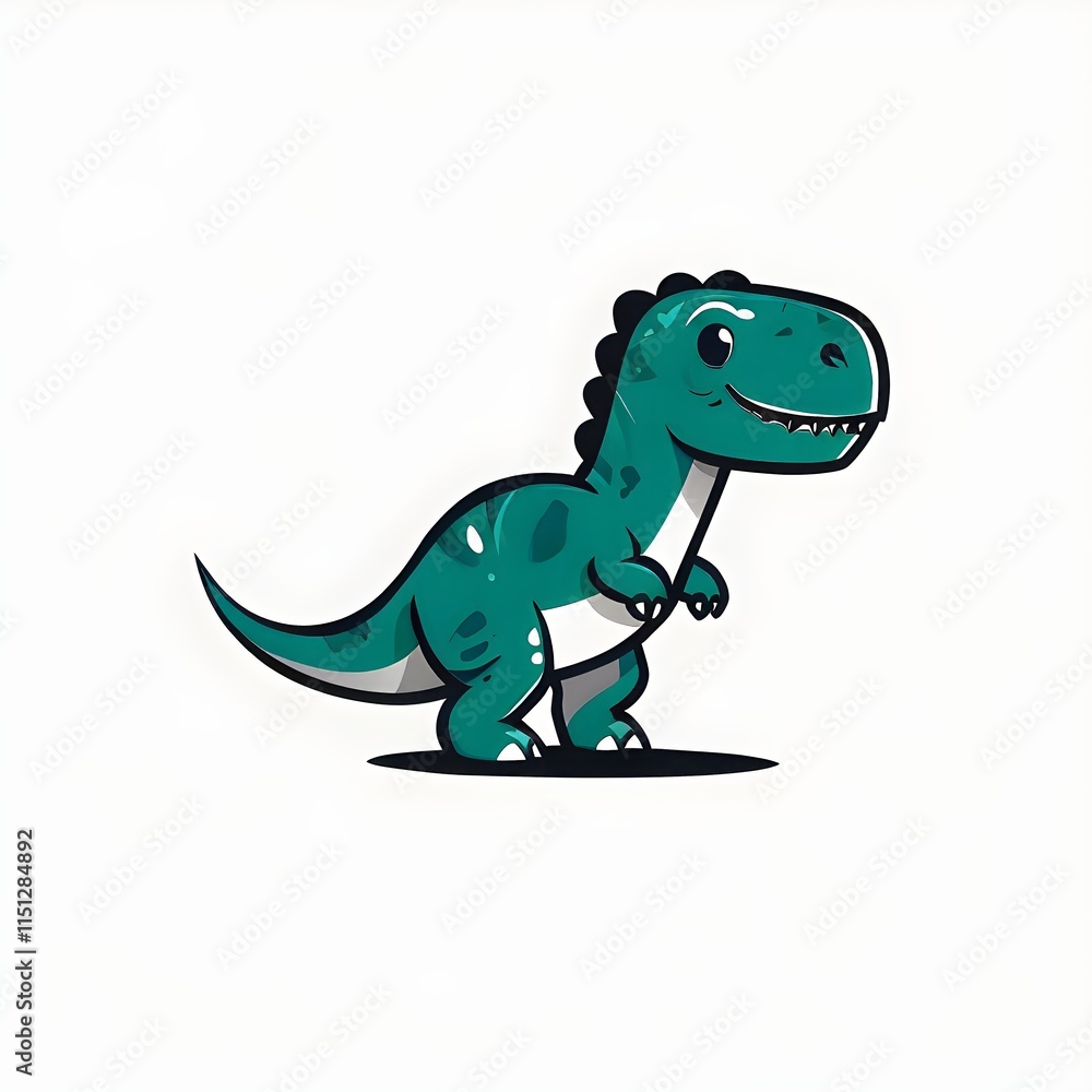 Fototapeta premium A simple cartoon dino with a white background
