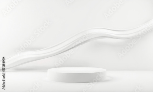 Wallpaper Mural minimalist white podium with curved background creates modern and elegant display space. smooth, flowing lines add sense of movement and sophistication to scene Torontodigital.ca