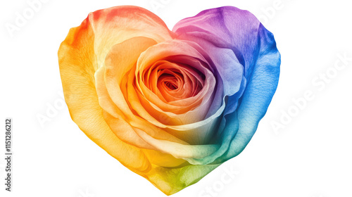 Colorful Heart Shaped Rose on a White Background