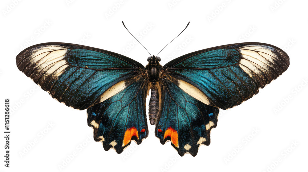 Fototapeta premium Vibrant Butterfly with Striking Blue and Orange Colors