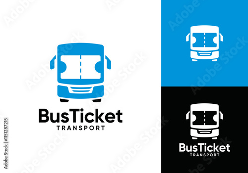 bus with ticket logo. online travel transportation symbol vector design concept