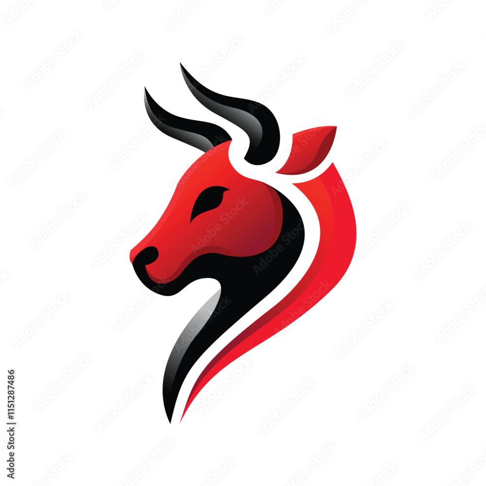 creative black and red bull head logo design creative black and red bull head logo design