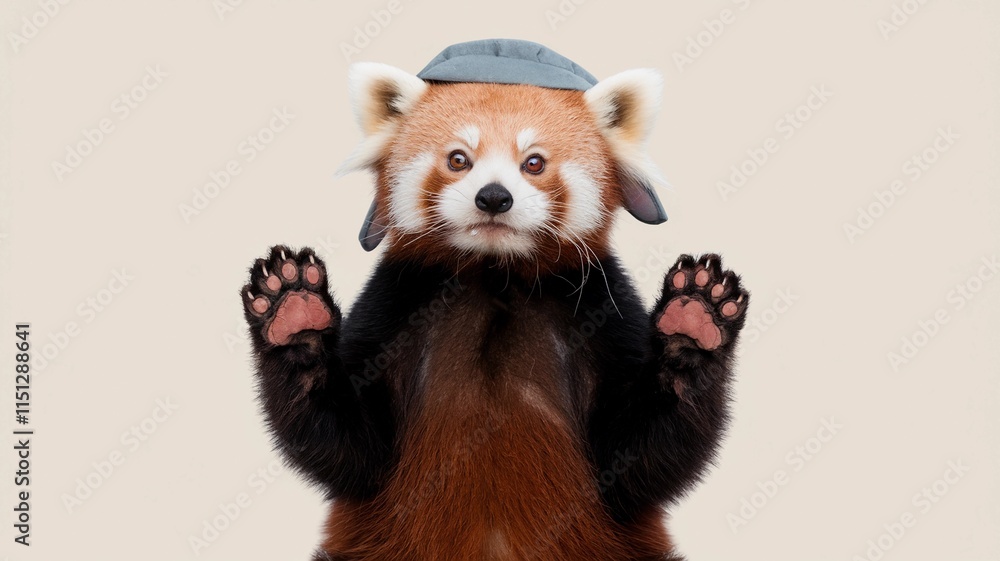 Obraz premium red panda in a hat