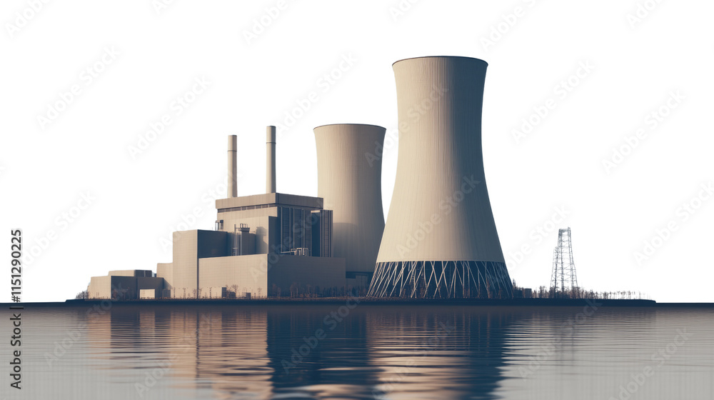 Fototapeta premium Nuclear Power Plant by the Water 