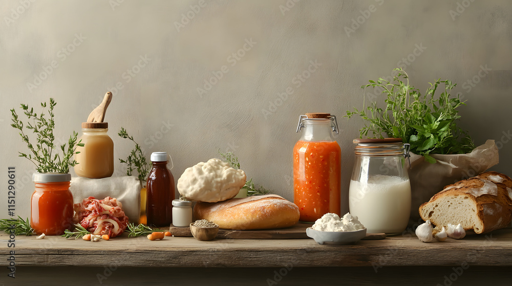 still life with bread and vegetables still life with bread and vegetables