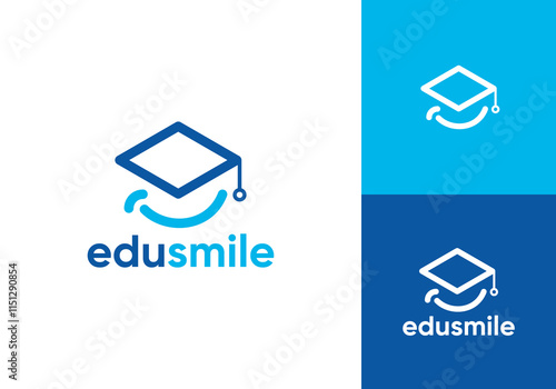 smile with graduation cap logo. students happy
education school symbol icon design