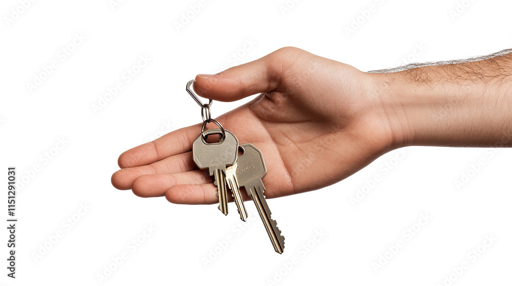 Handing Over the Keys: A close-up of a hand holding a set of keys, symbolizing new beginnings, ownership, and the promise of opportunity. Handing Over the Keys: A close-up of a hand holding a set of keys, symbolizing new beginnings, ownership, and the promise of opportunity.