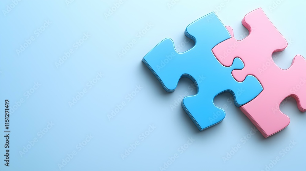 Two Interlocking Puzzle Pieces on a Clean Background for Design Use Two Interlocking Puzzle Pieces on a Clean Background for Design Use