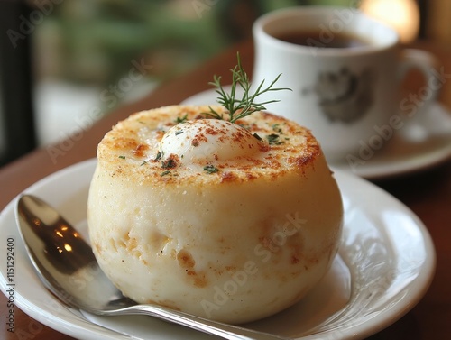 Savoring fresh appam with egg curry a culinary experience in kerala indian cuisine authentic local delicacy photo