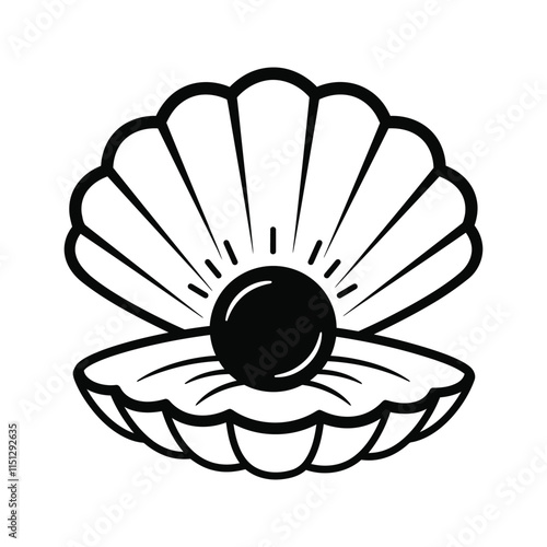 Oyster Shell Silhouette Vector illustration