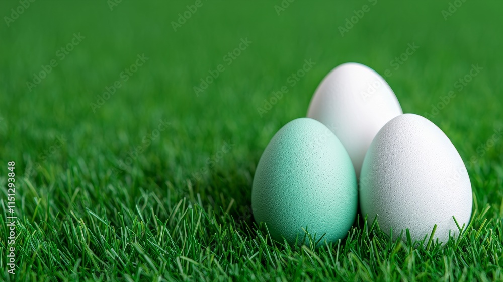 Cheerful Easter eggs on grass under the sunny spring sky, with a decorative holiday display and space for text. Cheerful Easter eggs on grass under the sunny spring sky, with a decorative holiday display and space for text.