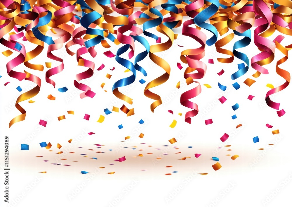 Fototapeta premium Colorful Confetti and Streamers Celebration Background