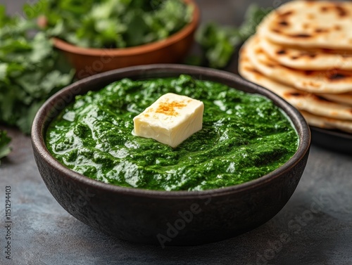 Savoring punjabi sarson ka saag with makki roti and white butter punjab traditional cuisine home kitchen culinary delight