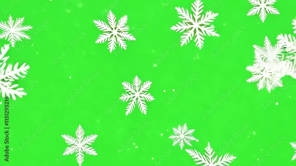 Falling Animated Snowflakes on Green Screen for Winter Effects Falling Animated Snowflakes on Green Screen for Winter Effects