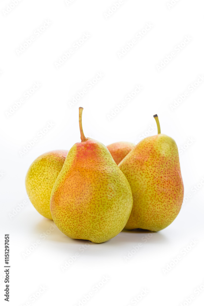 Food Concepts. Three Fresh Yellow Pears without Leaves Placed Together Isolated Over Pure White Food Concepts. Three Fresh Yellow Pears without Leaves Placed Together Isolated Over Pure White