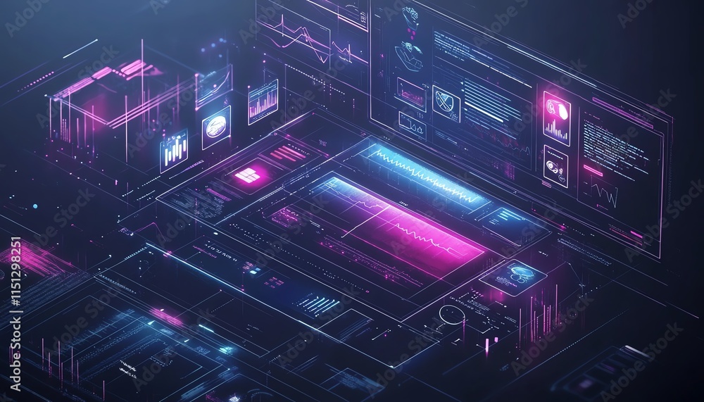 Futuristic medical technology with digital healthcare interface, hologram screen displaying health icons, and virtual health monitoring tools Futuristic medical technology with digital healthcare interface, hologram screen displaying health icons, and virtual health monitoring tools
