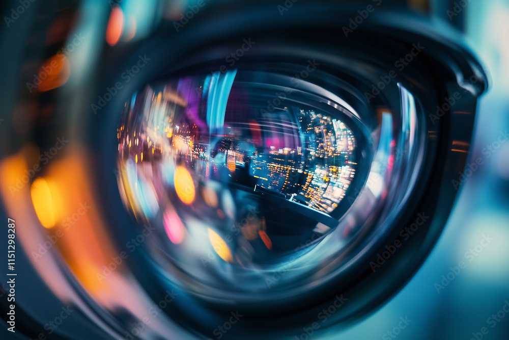 Close-up of a futuristic lens reflecting vibrant city lights and abstract digital overlays, symbolizing technology and augmented reality.
Close-up of a futuristic lens reflecting vibrant city lights and abstract digital overlays, symbolizing technology and augmented reality.