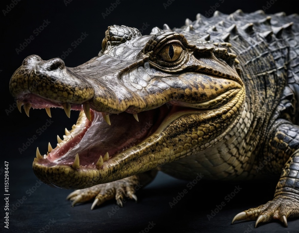 Fototapeta premium Close-up of an alligator's head with open mouth.