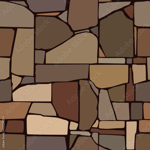 abstract vector stone mosaic background - brown and beige, for decoration of interiors, scenes, views in the old architectural style