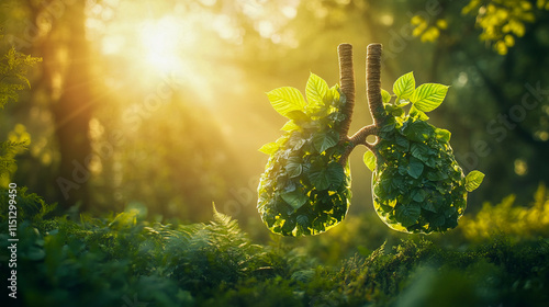 Lush green lungs in forest symbolizing nature and sustainability photo