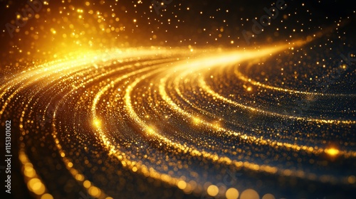 Golden Glittering Wave Abstract Background