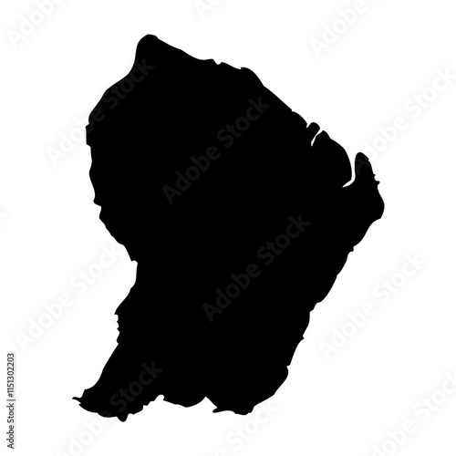 French Guiana high detailed vector representation of country silhouette in solid black on white background. For educational, decorative, or informational use showcasing the national outline.