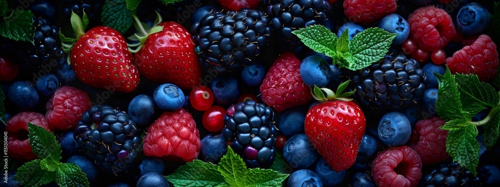 Fresh Berries Piled Together in Vibrant Colors Fresh Berries Piled Together in Vibrant Colors