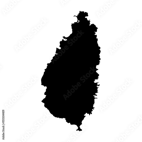 Saint Lucia high detailed vector representation of country silhouette in solid black on white background. For educational, decorative, or informational use showcasing the national outline.