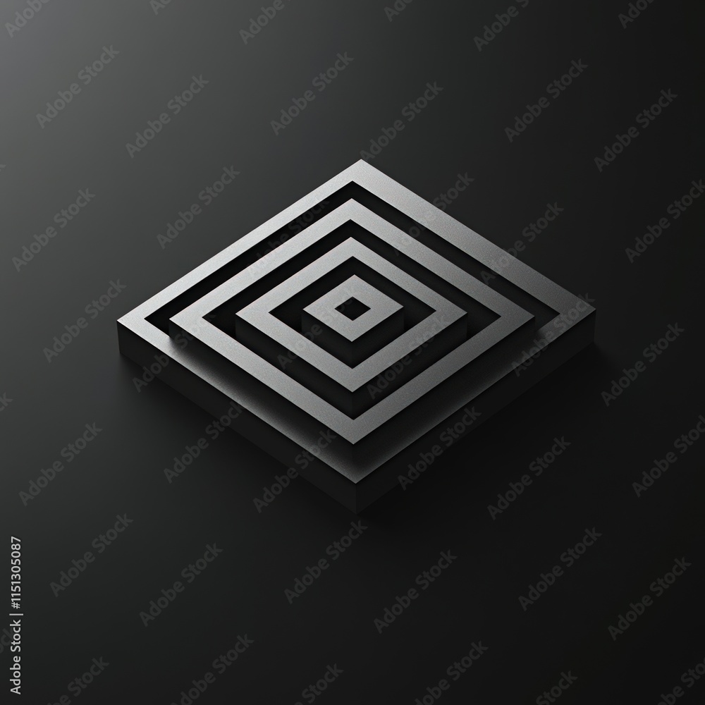 Black, square, nested, geometric, 3D design. Black, square, nested, geometric, 3D design.