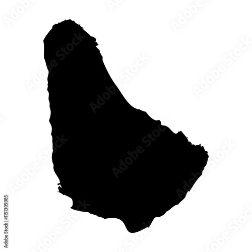 Barbados high detailed vector representation of country silhouette in solid black on white background. For educational, decorative, or informational use showcasing the national outline.