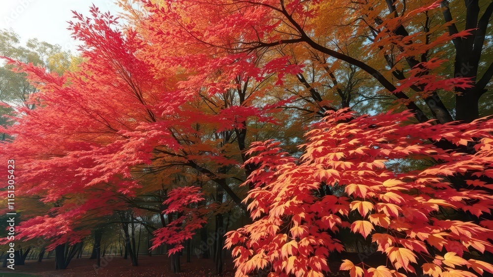 Vibrant autumn foliage in a park, red, yellow, orange leaves, landscape,gold Vibrant autumn foliage in a park, red, yellow, orange leaves, landscape,gold