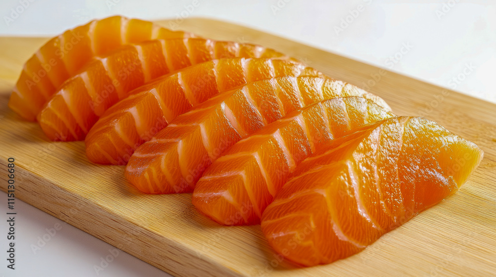 Fresh sliced salmon sashimi on wooden board Fresh sliced salmon sashimi on wooden board