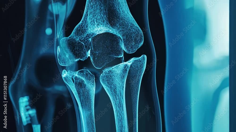 Human Knee Joint X-ray: A detailed X-ray image of a human knee joint ...