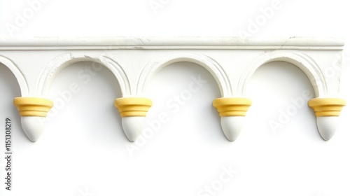Obraz na płótnie A decorative architectural feature showcasing white arches with yellow accents, adding elegance to the design.