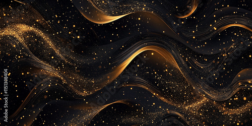 Luxurious Abstract Dark Background with Dynamic Golden Light Accents and Unique Flowing Patterns