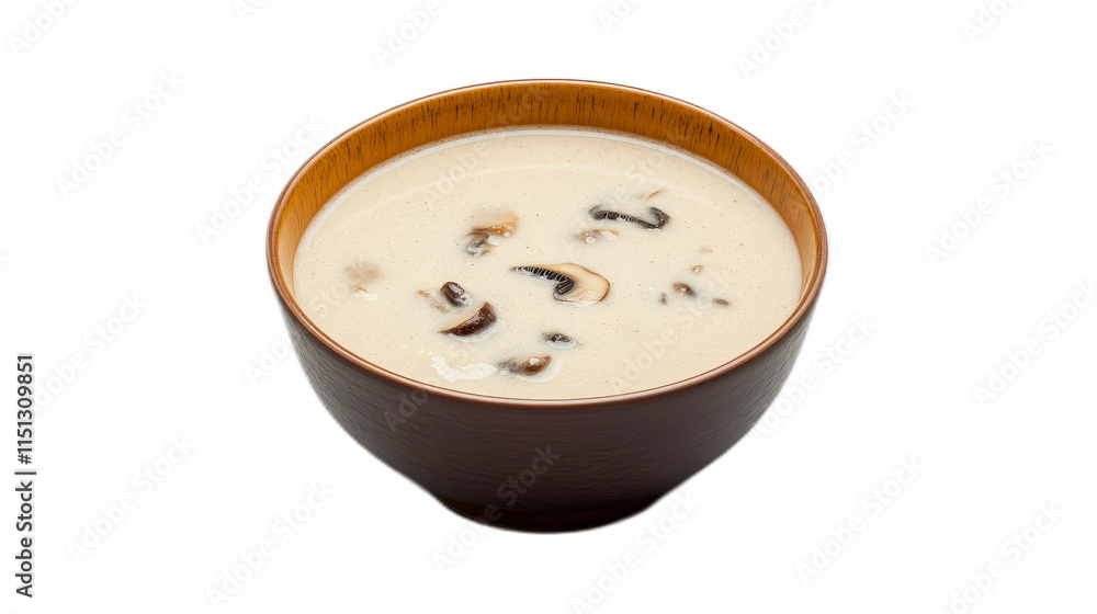 Creamy Soup with Mushrooms in a Brown Bowl for Cozy Meals Creamy Soup with Mushrooms in a Brown Bowl for Cozy Meals
