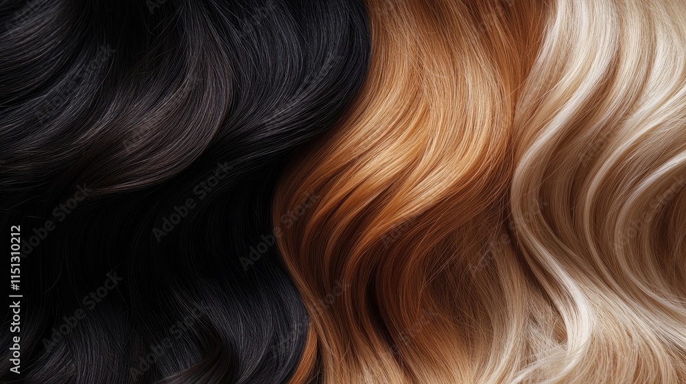 Fototapeta premium Before-and-after comparison showcasing shiny, healthy hair after using a mask.