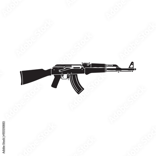 a rifle silhouette vector icon design with a white background
