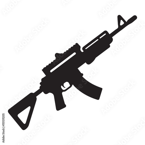 a rifle silhouette vector icon design with a white background
