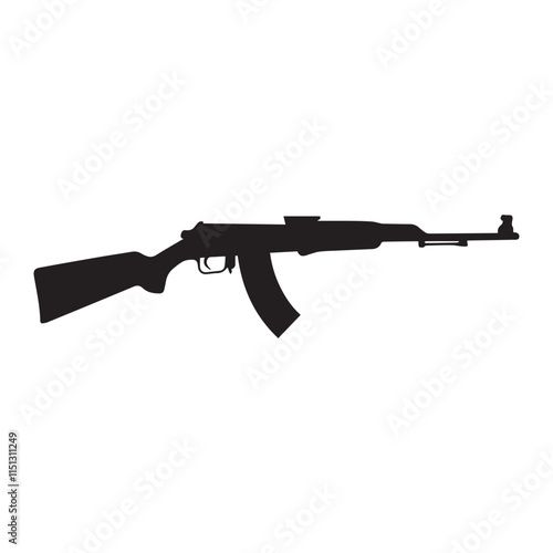 a rifle silhouette vector icon design with a white background
