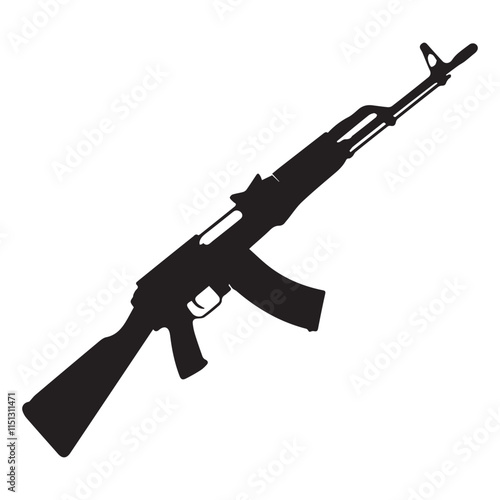 a rifle silhouette vector icon design with a white background
