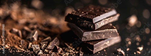 Dark Chocolate Pieces with Rustic Cocoa Powder
