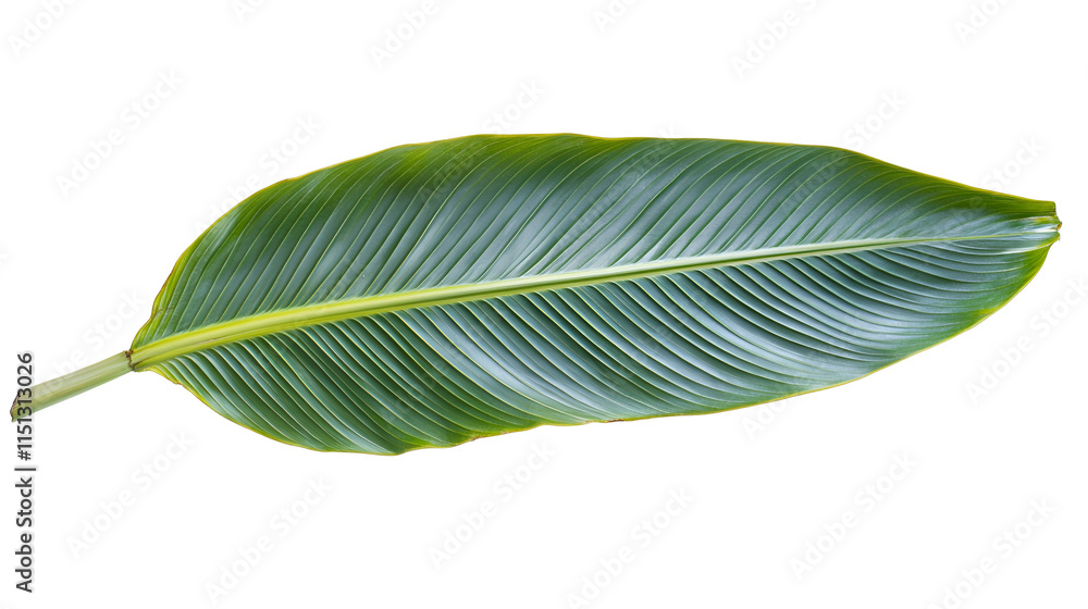 Single Large Green Heliconia Leaf Isolated on White Background Single Large Green Heliconia Leaf Isolated on White Background