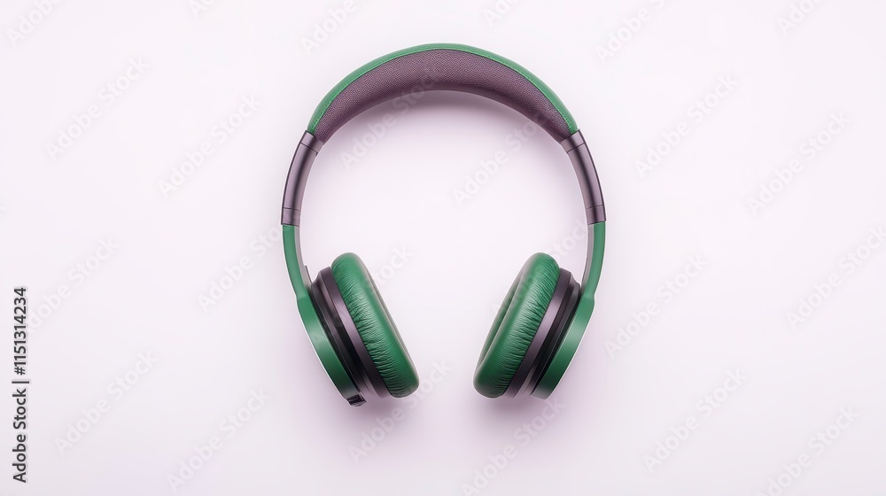 A pair of green headphones placed on a white background, showcasing a modern design and aesthetic appeal for audio enthusiasts. A pair of green headphones placed on a white background, showcasing a modern design and aesthetic appeal for audio enthusiasts.