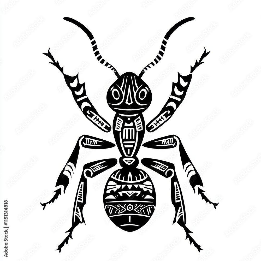 Stylized Black Ant Tribal Art Design Stylized Black Ant Tribal Art Design