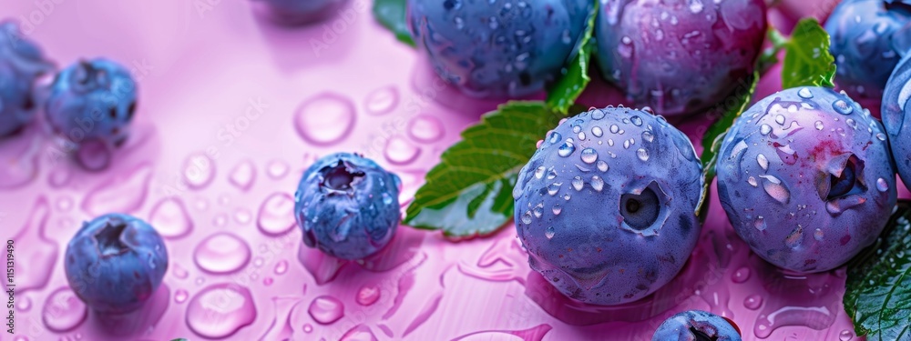 Fresh Blueberries with Water Droplets Fresh Blueberries with Water Droplets