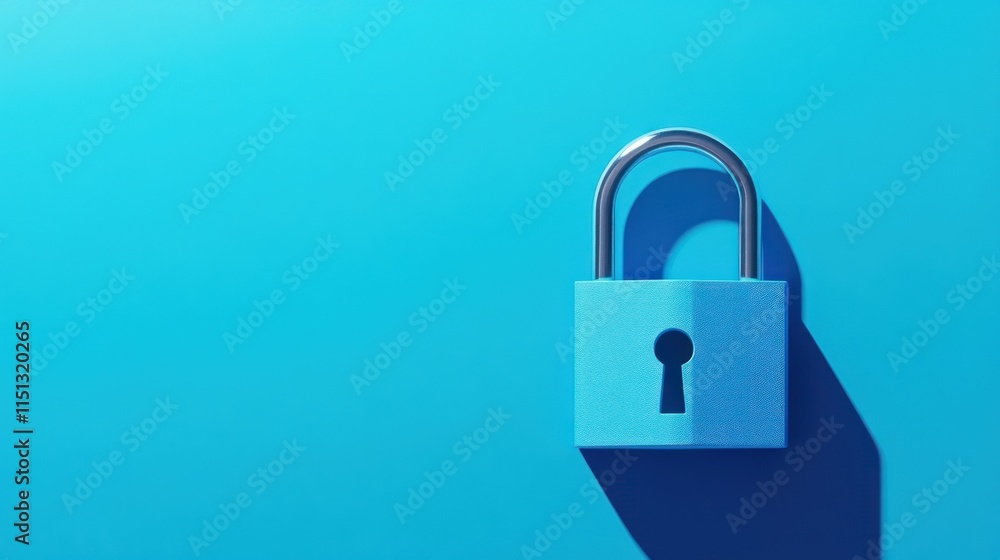 Blue Padlock on Blue Background Blue Padlock on Blue Background