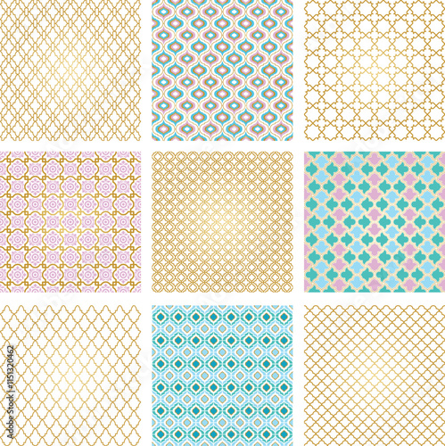 Moroccan arabic vector seamless pattern. Arabic digital paper. Mediterranean tile ornament. Arabesque pattern