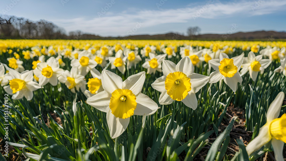 Fototapeta premium A field filled with daffodil blooms