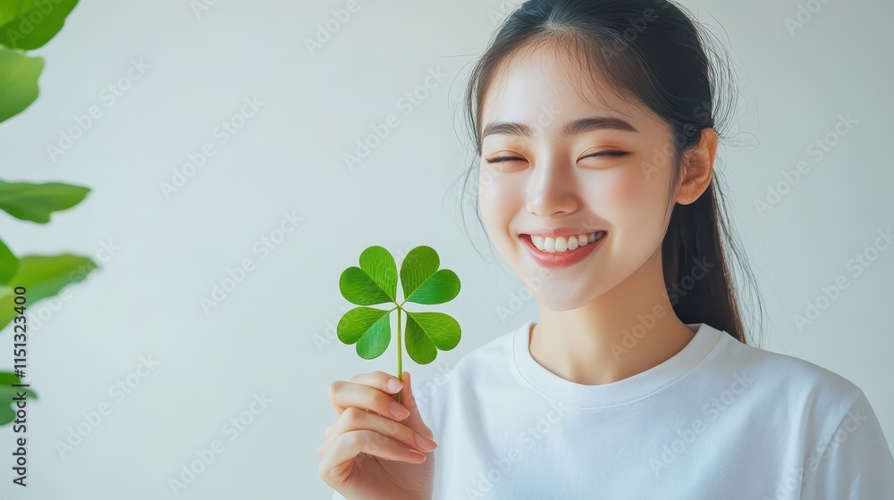 Woman holding clover isolated on white background, Lucky clover leaves with four leaf,Clover flowers background,Patricks day watercolor clipart,Spring flower pattern,St.Patricks day seamless pattern. Woman holding clover isolated on white background, Lucky clover leaves with four leaf,Clover flowers background,Patricks day watercolor clipart,Spring flower pattern,St.Patricks day seamless pattern.